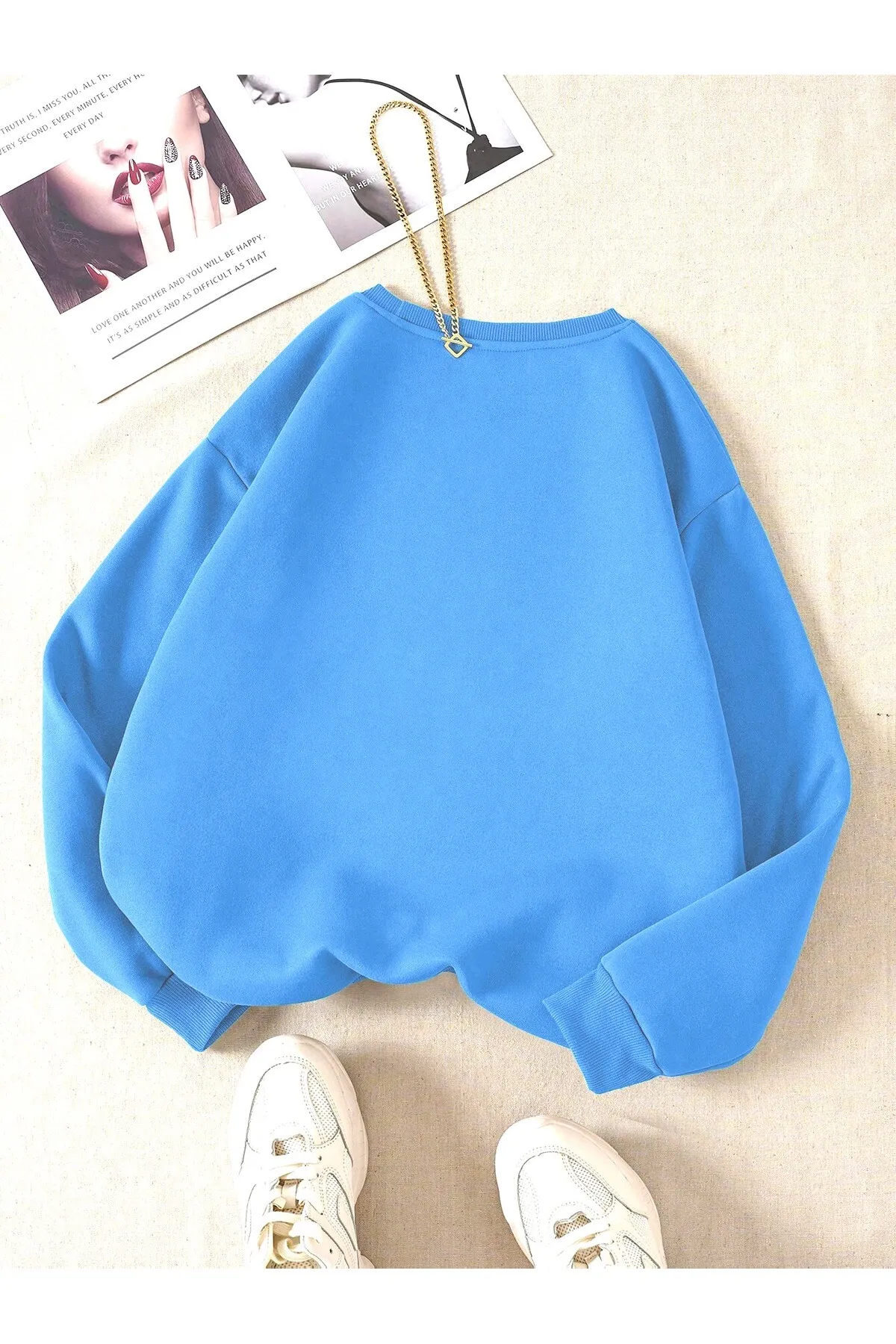 Know  Einfarbiges Damen-Sweatshirt mit Rundhalsausschnitt in Indigoblau
