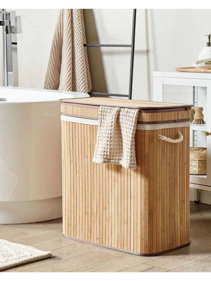 Beliani Wäschekörbe KALTHOTA in Heller Holzfarbton - (W) 52 x (H) 60 x (L) 34 cm günstig kaufen onesize
