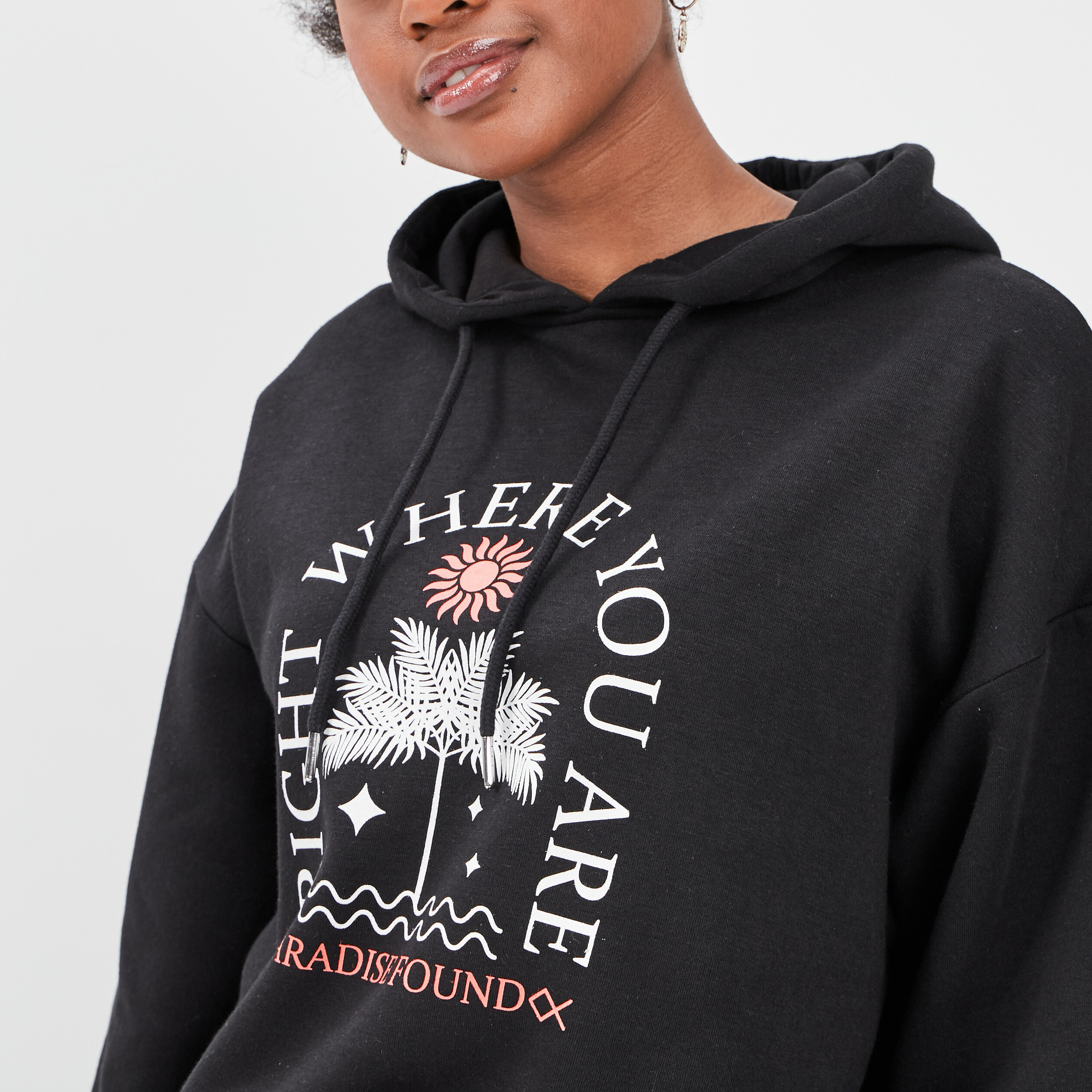 Sweat à capuche hoodie oversize noir femme | La Halle