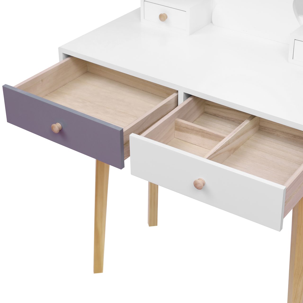 Happy Home Happy Home Schminktisch mit LED Spiegel, 4 Schubladen und Hocker HDT02-WEI weiß