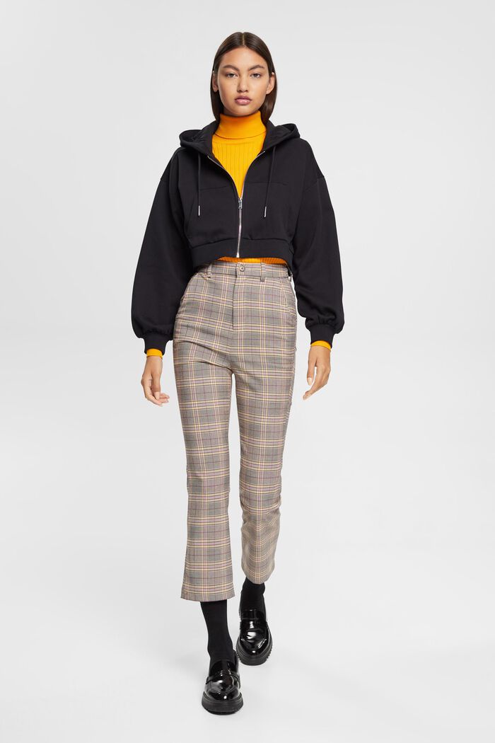 High-Rise-Hose mit ausgestelltem Cropped-Bein und Karomuster