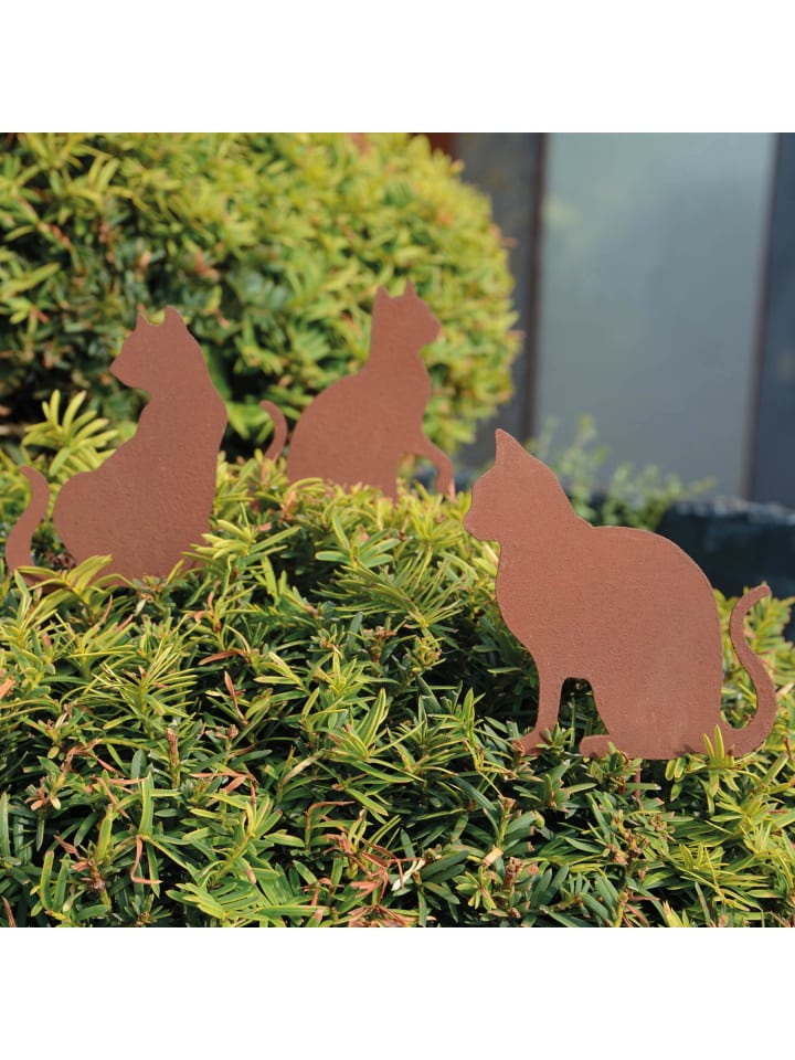 UNUS 3er Set Gartenstecker Rost Katzen in Braun günstig kaufen onesize