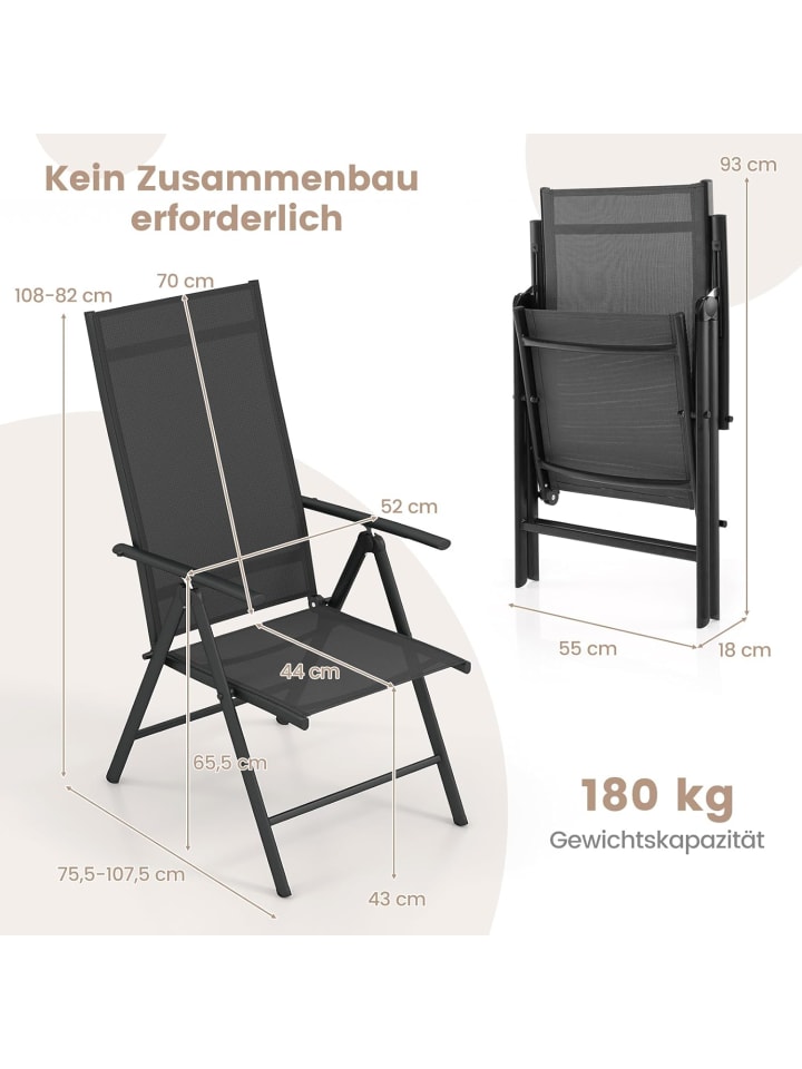 COSTWAY Gartenstuhl Hochlehner in Schwarz günstig kaufen onesize