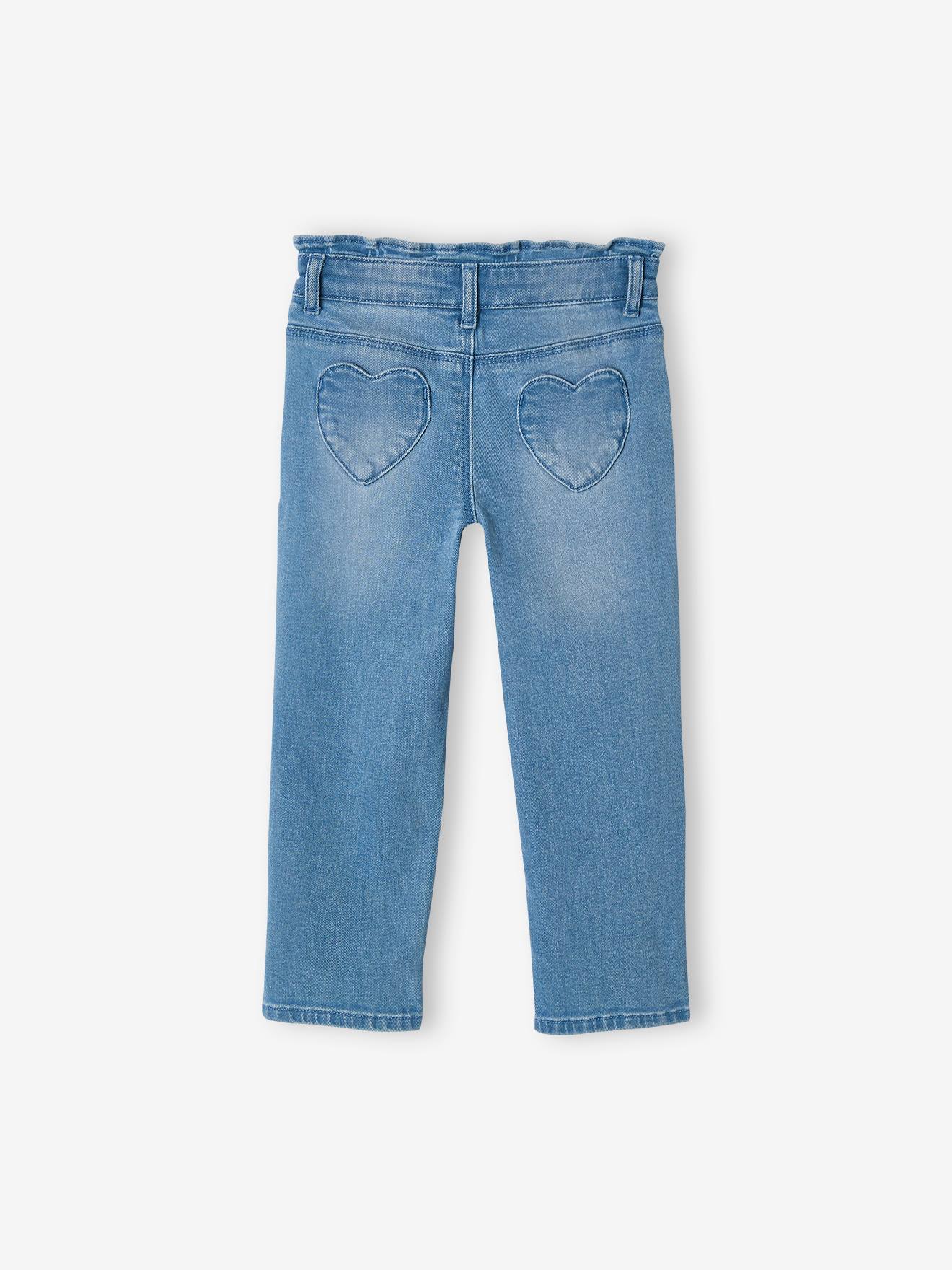 Pantacourt denim à noeud fille double stone