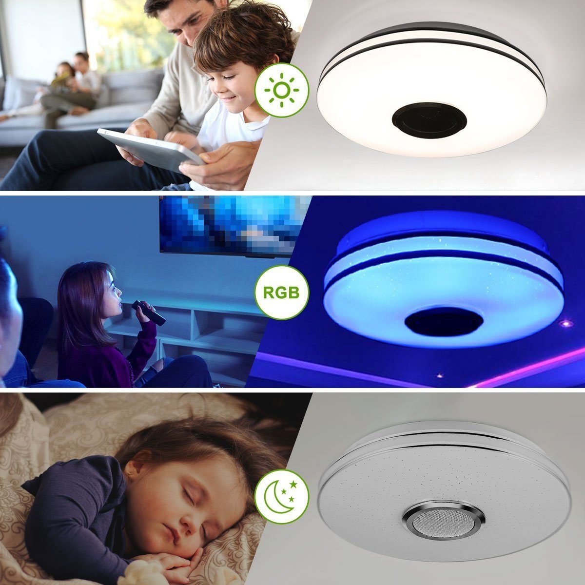 iscooter Deckenleuchte 36W RGB LED Deckenleuchten Dimmbar Bluetooth APP IP44