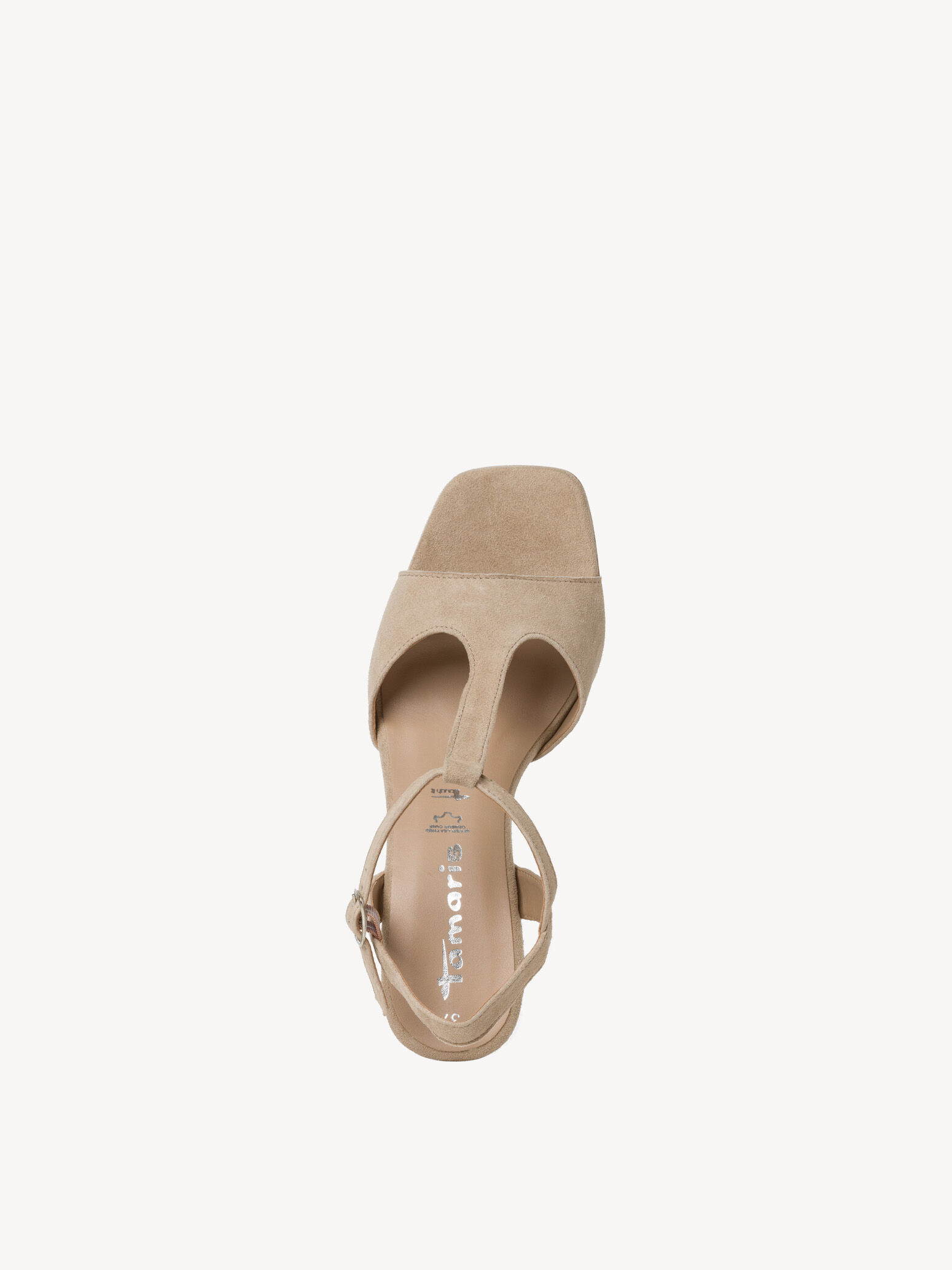 Sandale à talon en cuir - beige