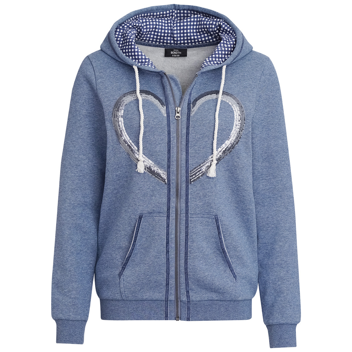 Damen Sweatjacke mit Pailletten-Herz