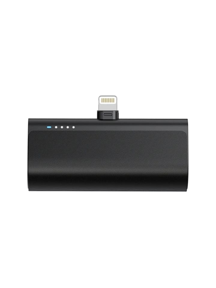 BlueStar Powerbank 5000 mAh mit integriertem iPhone-Anschluss  2.1A in Schwarz in Schwarz günstig kaufen 7 cm