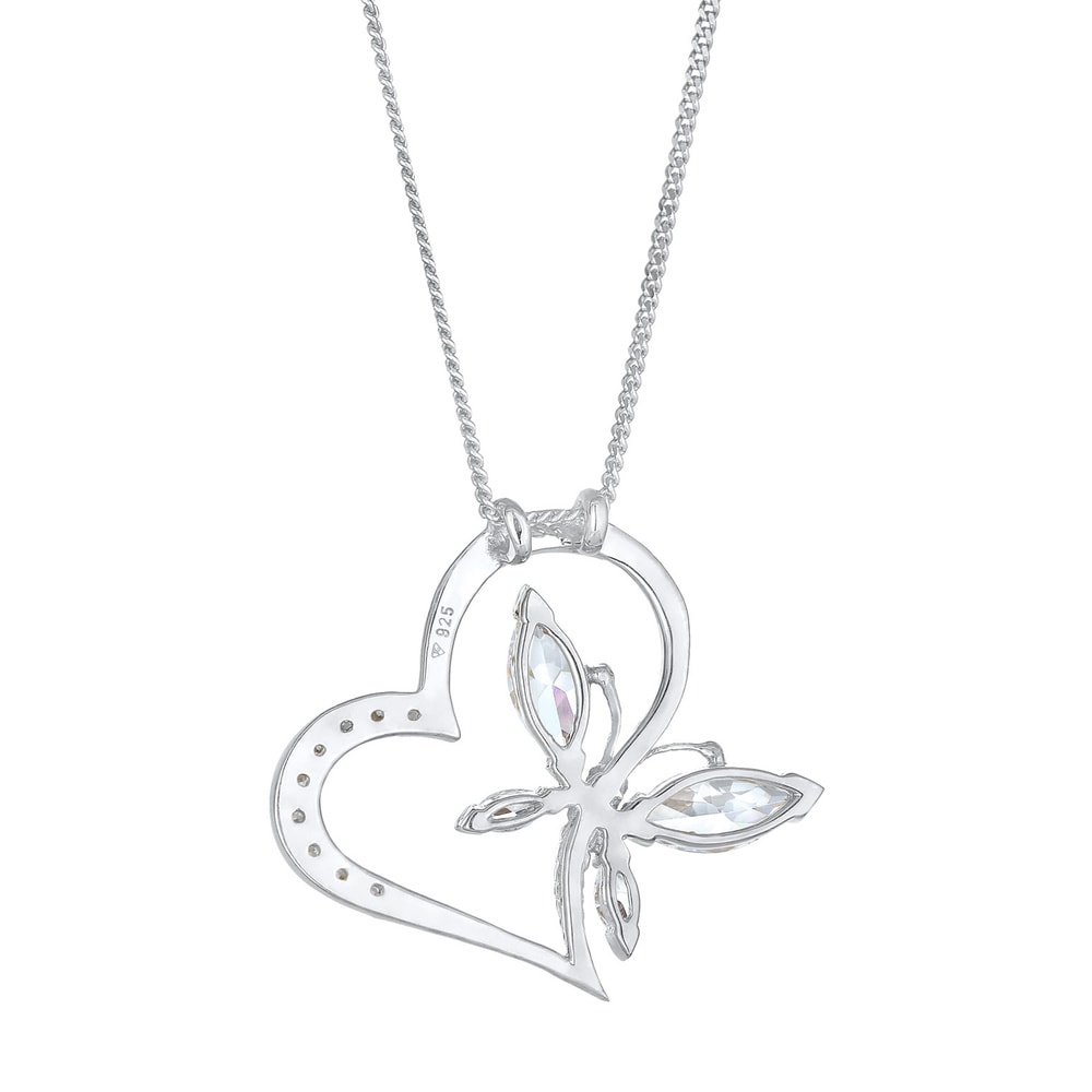 Elli Elli Collier Femmes Pendentif Coeur Papillon Élégant avec Cristal de Zirconium en collier