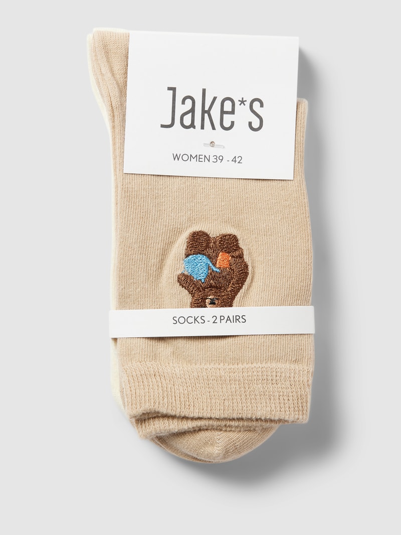 Socken mit Motiv-Stitching im 2er-Pack in offwhite