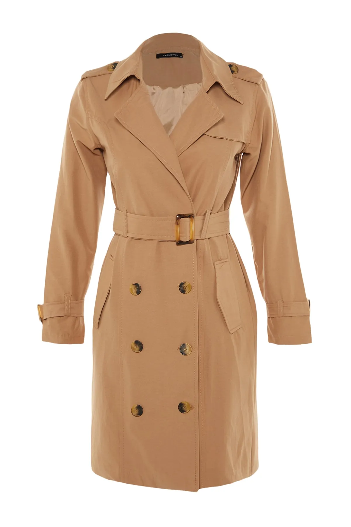 Trendyol Collection  Langer, klassischer Trenchcoat in Kamel
