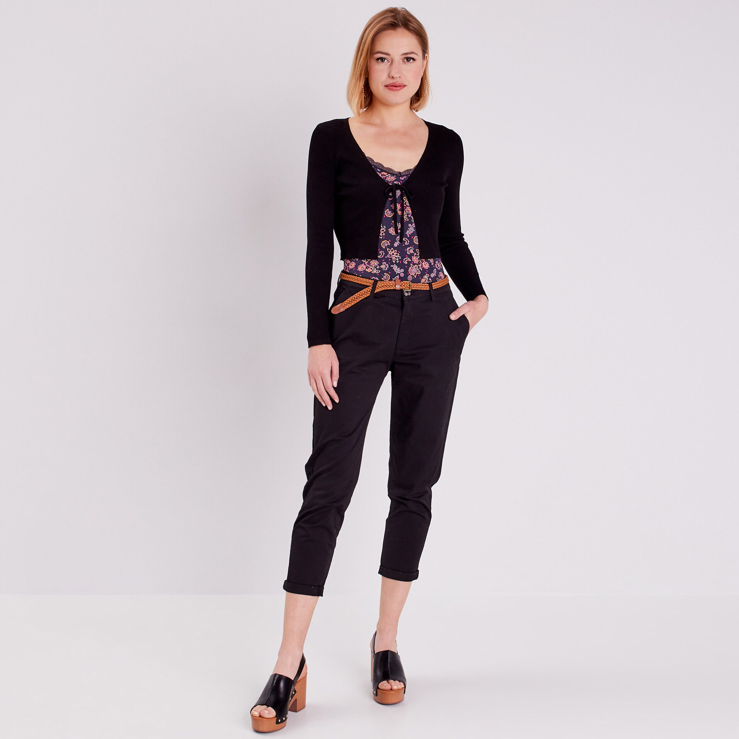 Gilet fermeture à lien noir femme | Cache Cache