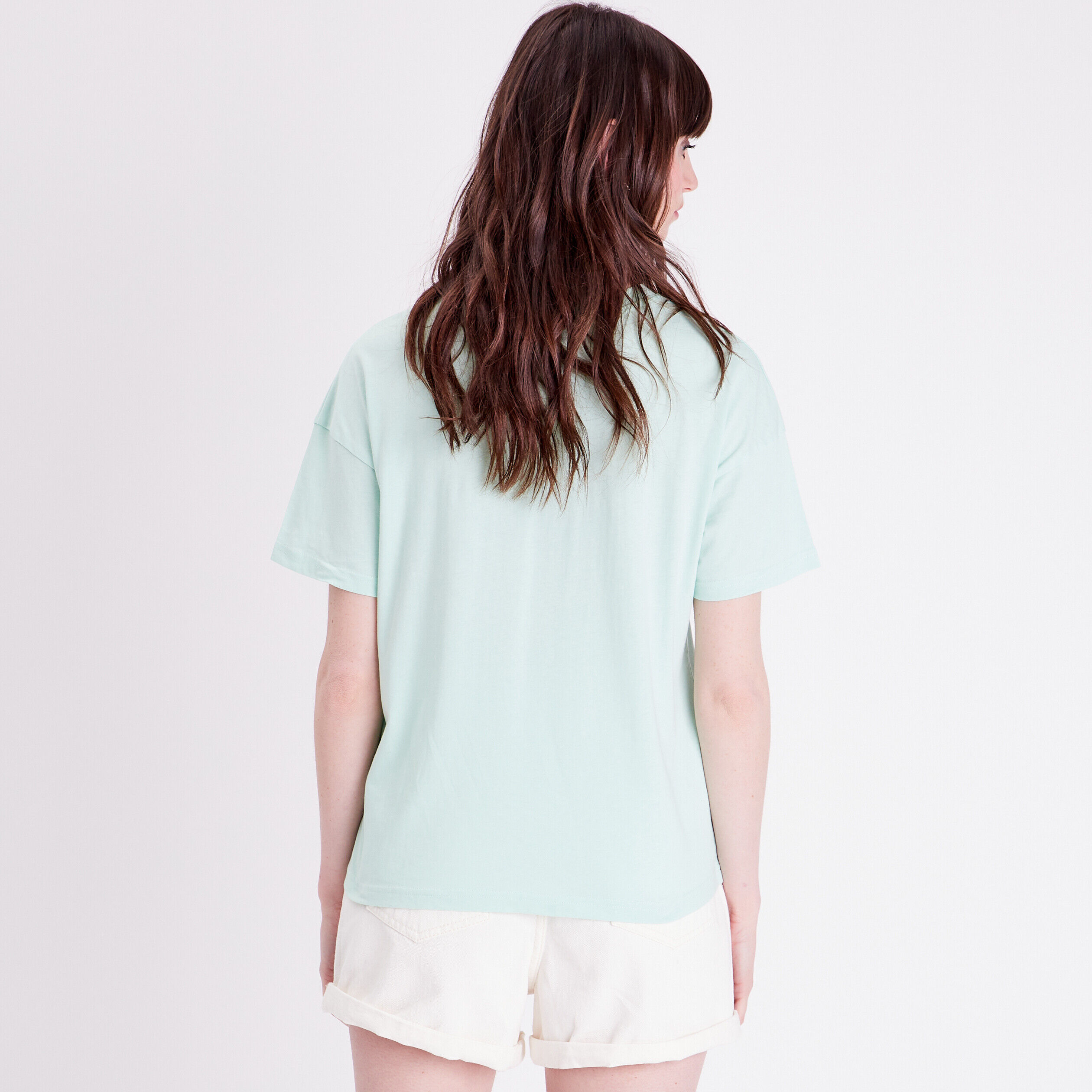 T-shirt oversize col rond vert pastel femme | Cache Cache