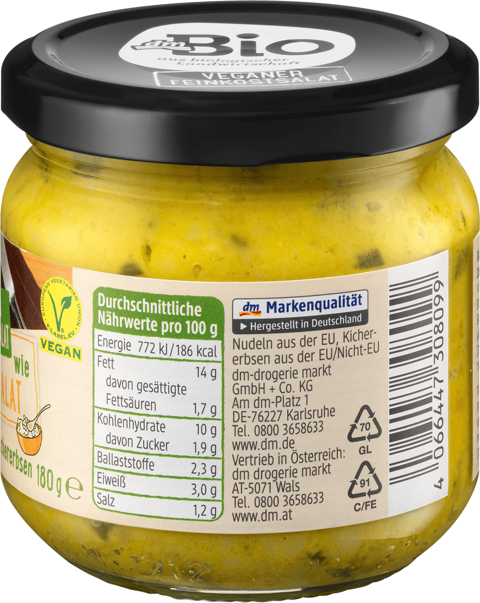 Feinkostsalat wie Eiersalat mit Nudeln & Kichererbsen, vegan, 180 g