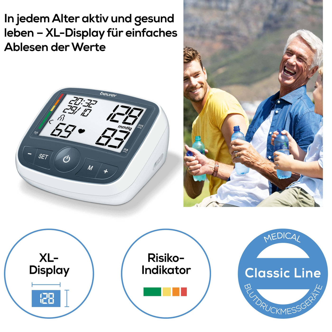 Beurer Oberarm-Blutdruck-messgerät BM 40-Vollautomatische Blutdruck- & Pulsmessung mit XL-Display