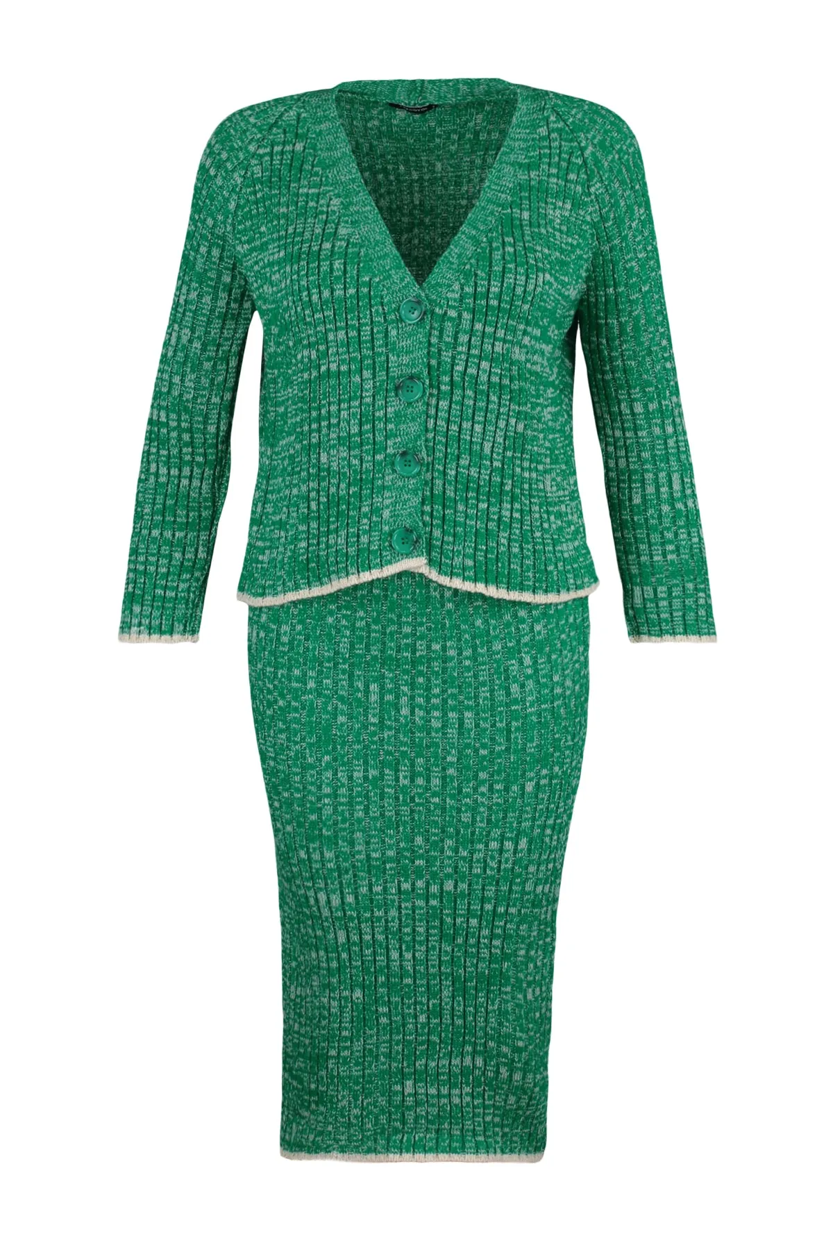 Trendyol Collection  Grünes Strickoberteil und -unterteil mit Farbverlauf-Muster TWOAW23AU00192