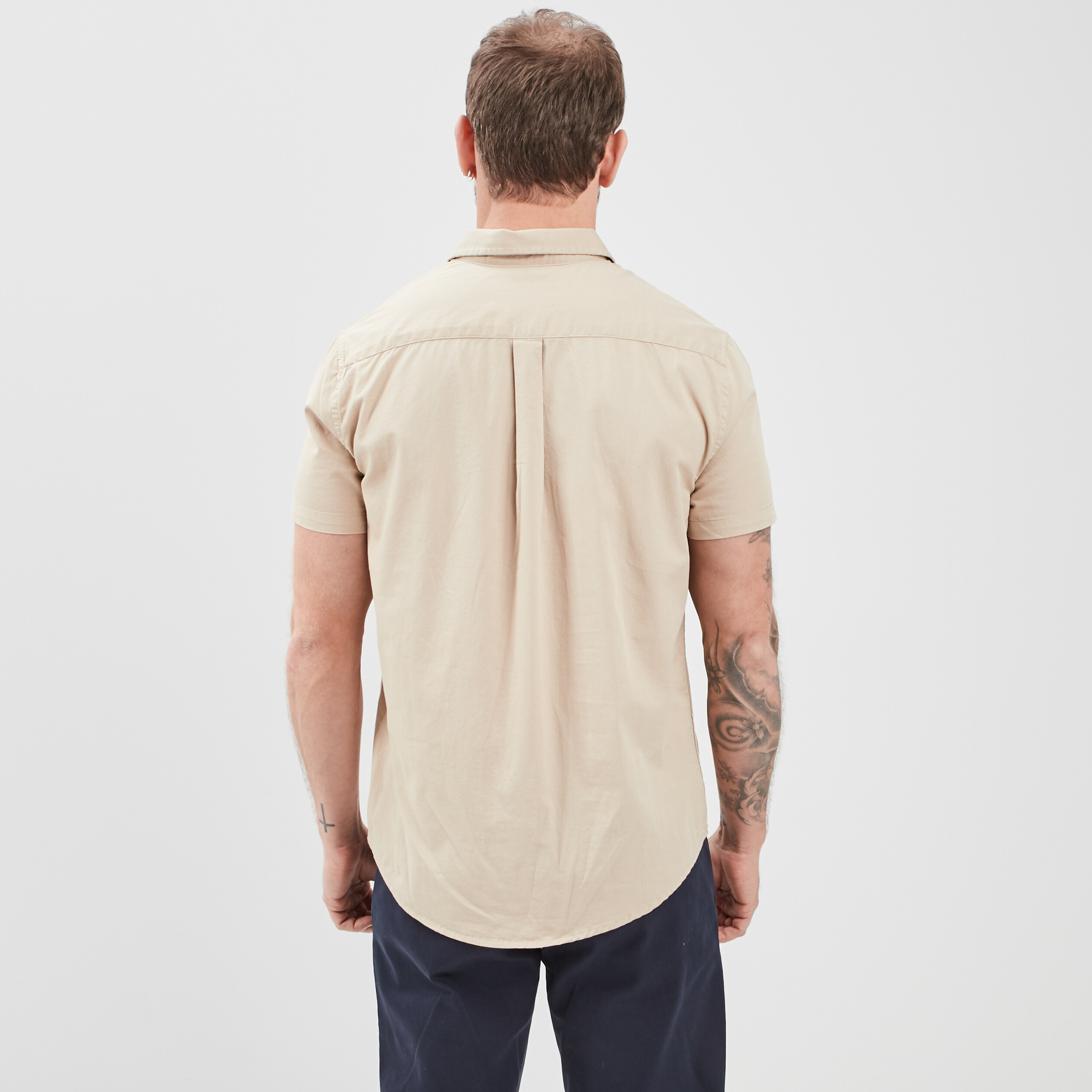 Chemise coton manches courtes sable homme | La Halle