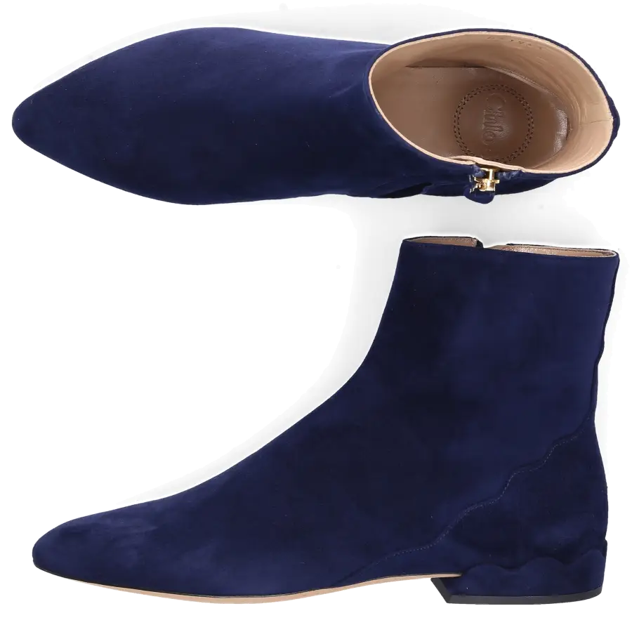 Chloé - Klassische Stiefeletten LAUREN Kalbsveloursleder - blau