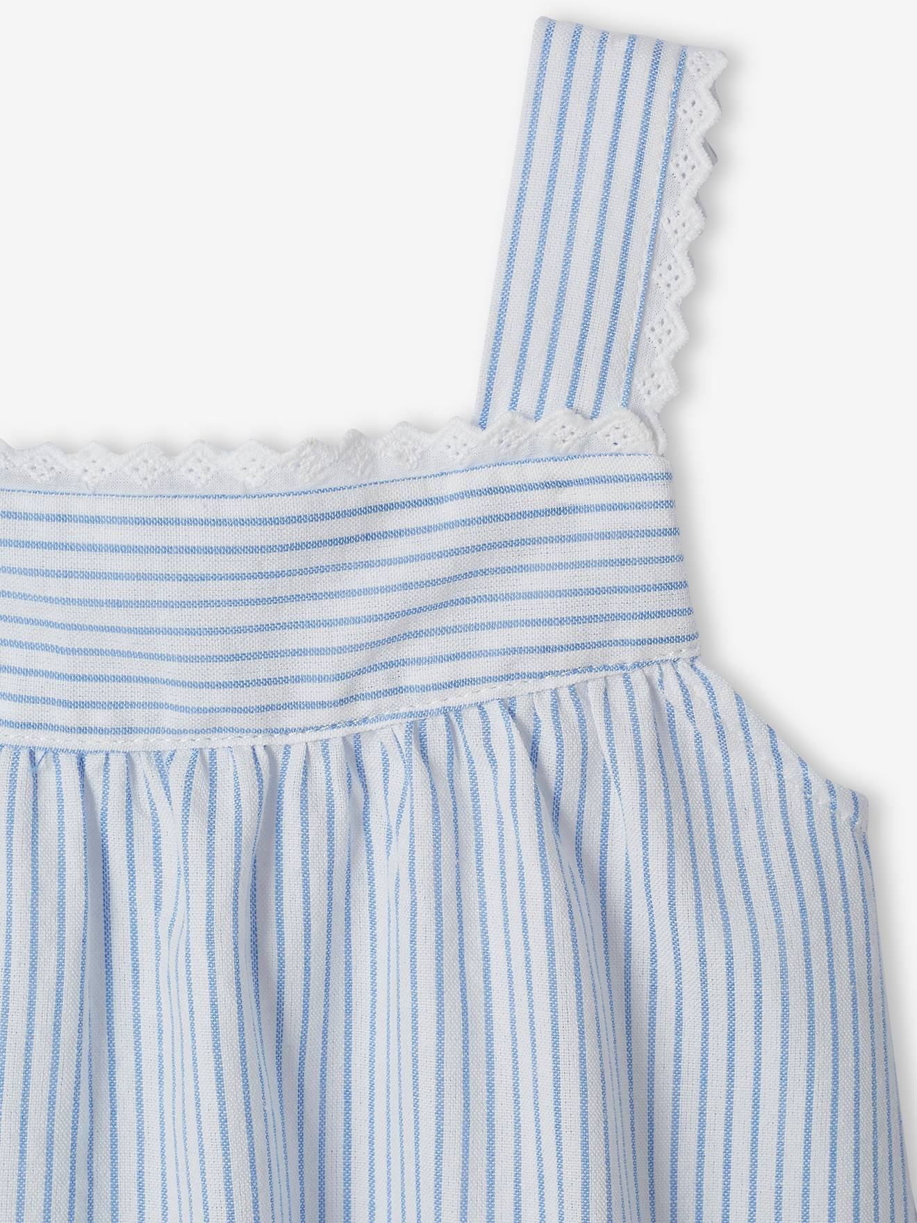 Vertbaudet Kurzer Mädchen Schlafanzug - blau gestreift
