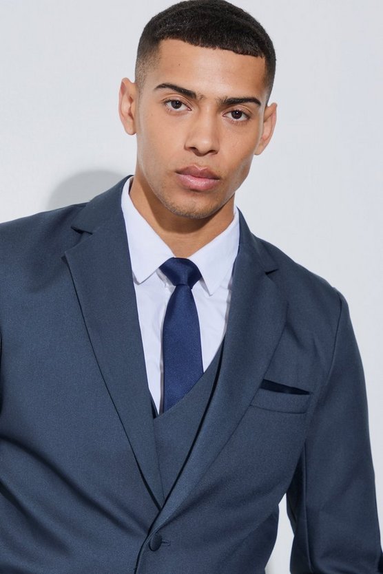 Strukturierter Slim-Fit Blazer mit Aufnähern