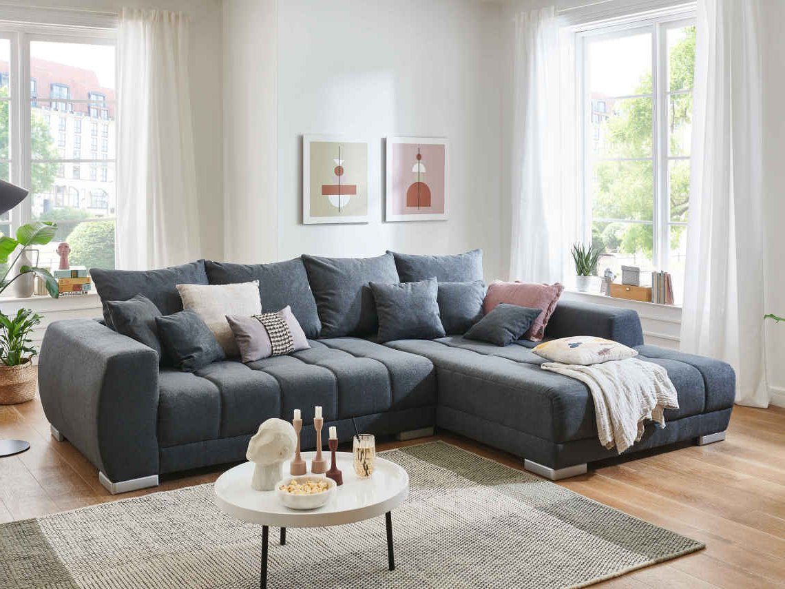 Kabs Polsterwelt Ecksofa Ivy II, Rücken echt, 4 Rückenkissen, 3 mittlere Kissen, Made in Europe