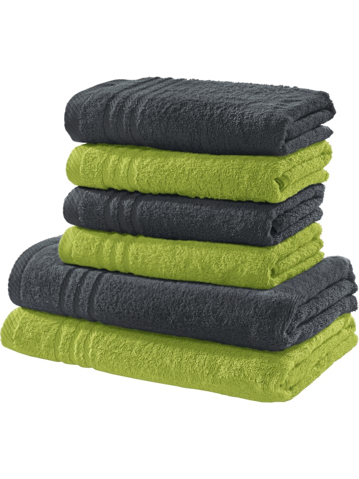 REDBEST Frottier Frottier-Set 2-farbig 6-tlg. New York in hellgrün-anthrazit günstig kaufen onesize