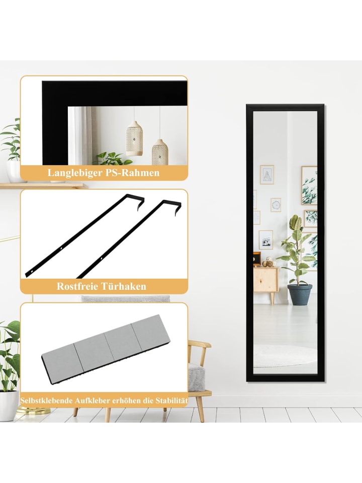 COSTWAY Ganzkörperspiegel in Schwarz günstig kaufen onesize