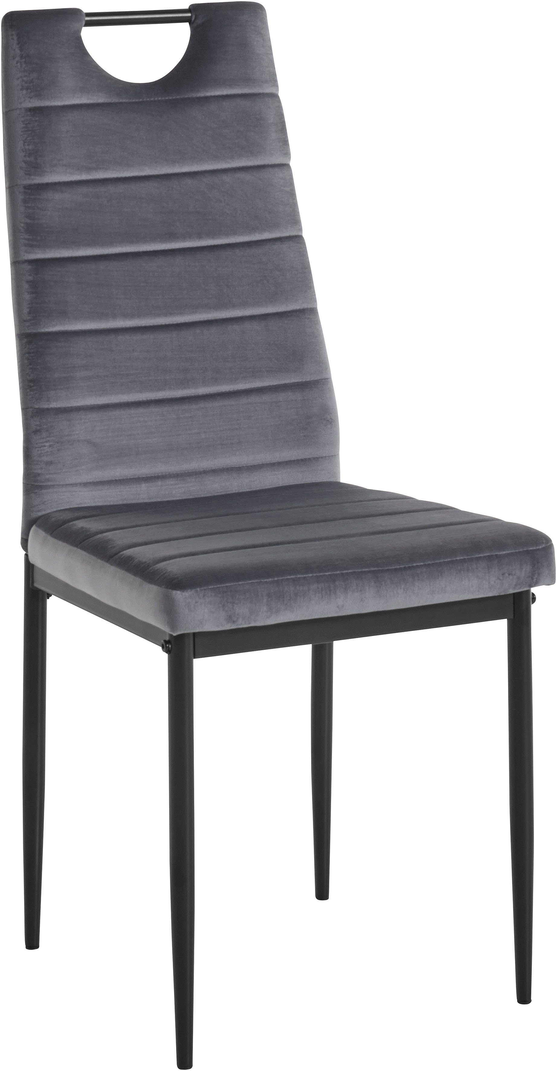 INOSIGN Essgruppe, (Set, 5-tlg), runder Glastisch, Ø 100 cm und 4 Esszimmerstühlen, Bezug aus Samtstoff