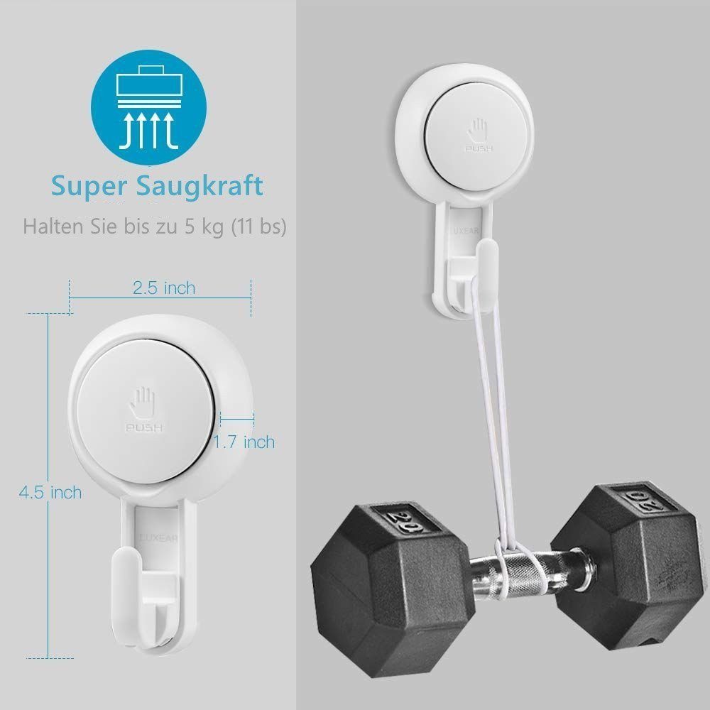 Elegear Wandhaken Wandhaken Handtuchhaken Saugnapf Haken Ohne Bohren, Badezimmer, Küche, Schlafzimmer, (2-St), Max. 5KG Wasserdicht