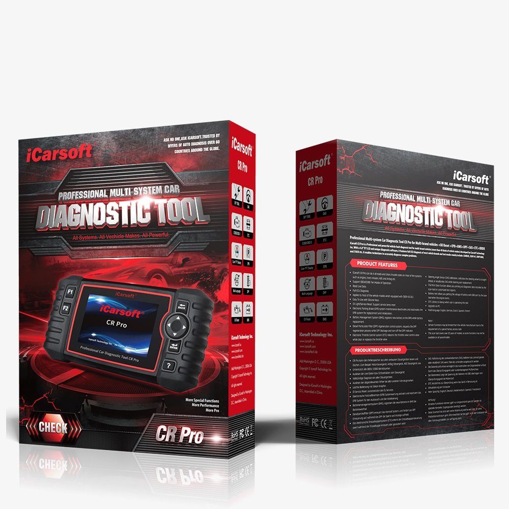 iCarsoft OBD2-Diagnosegerät CR PRO OBD-2 Scanner + Kostenlose Online Updates DEUTSCH