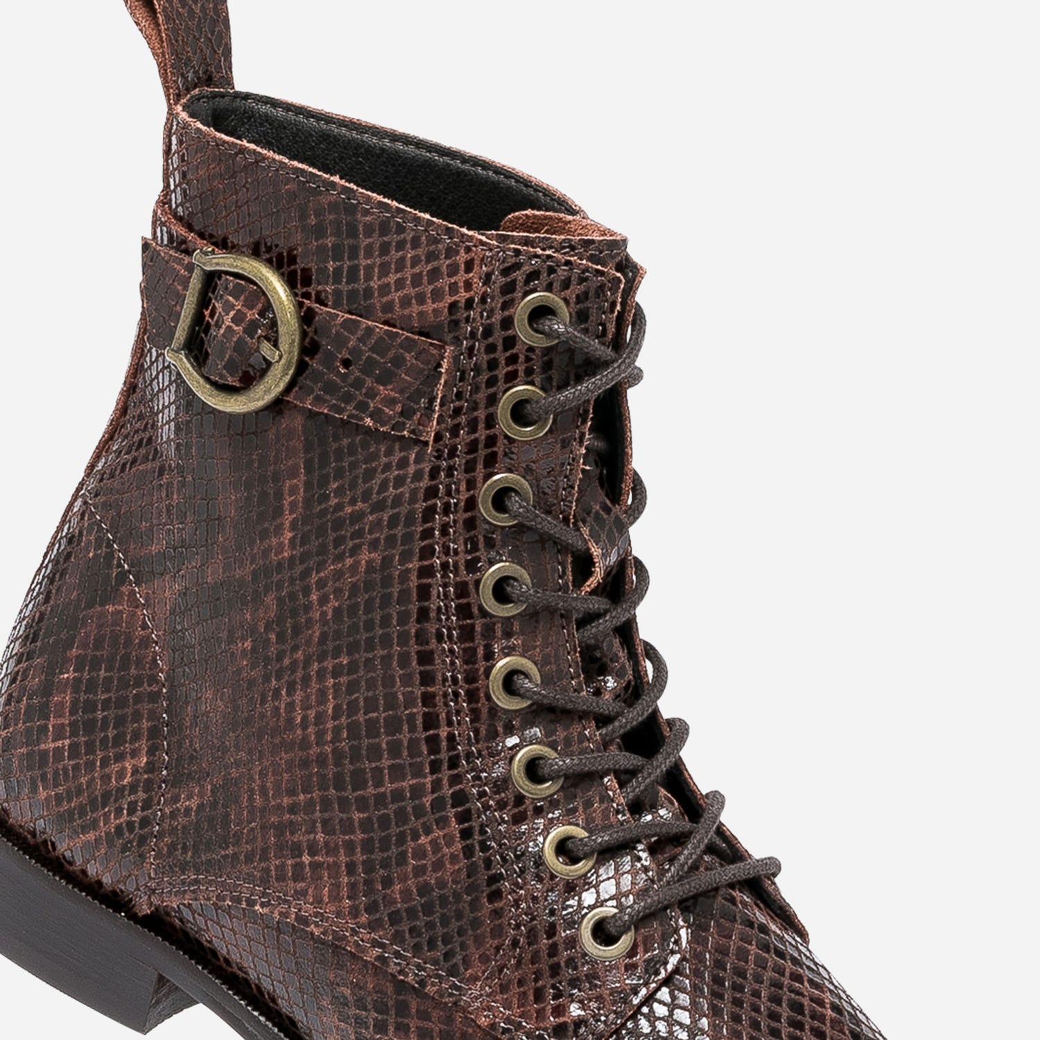 Bottine cognac cuir effet python