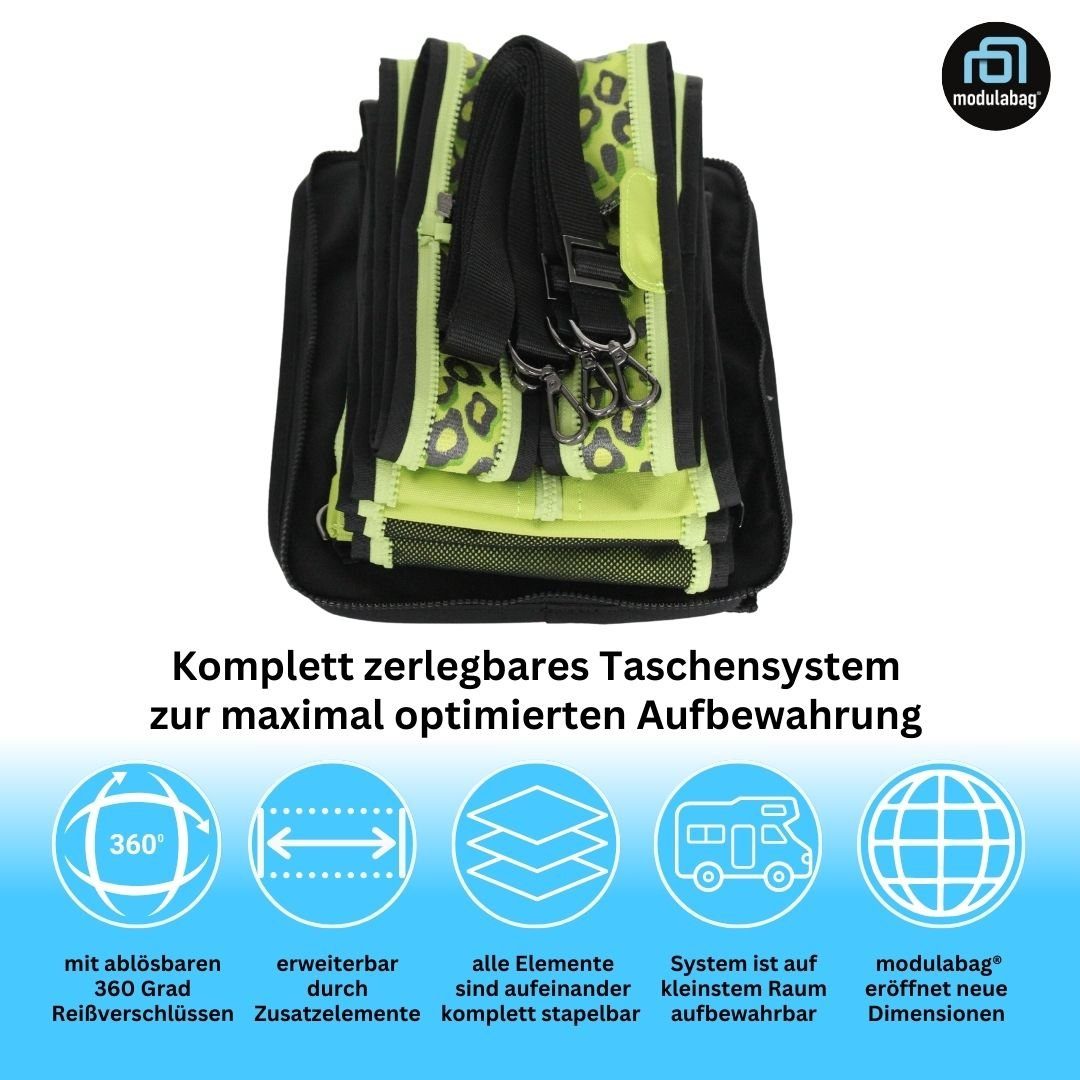 modulabag Reisetasche modulabag® modulares Tasche-Rucksack-Set - Leo - Tasche in 2 Farben (Set, 11-teilig), wasserabweisende Tasche mit 11 Elementen für den variablen Einsatz