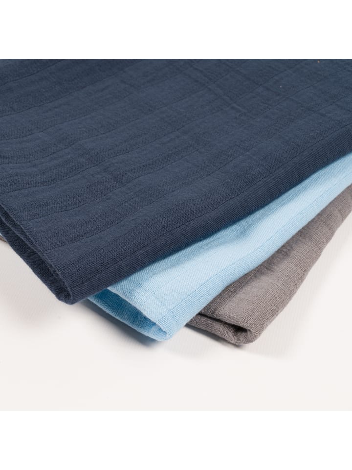 SlumberOrganix Bio Musselin Tücher 3er-Pack in Dunkelblau günstig kaufen 75x75 cm