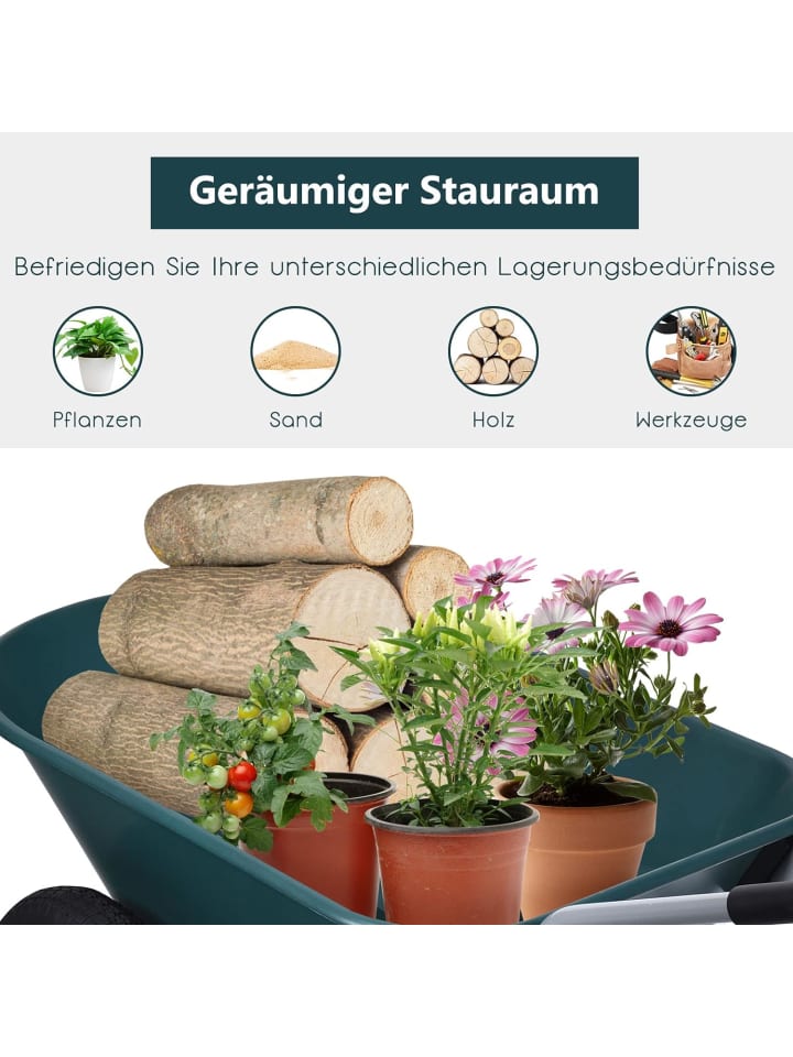 COSTWAY Garten Schubkarre in Grün günstig kaufen onesize