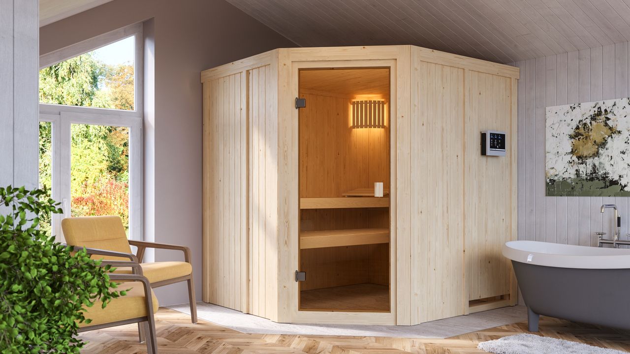 Karibu Sauna Dambach Eckeinstieg Finnisch