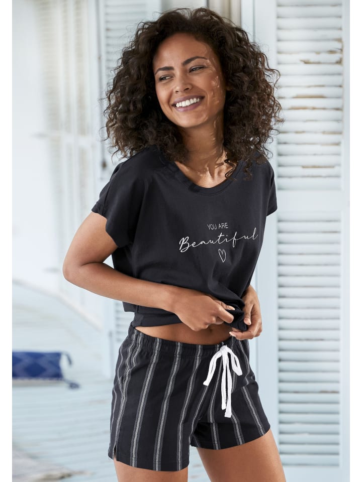 VIVANCE DREAMS Shorty in schwarz-gestreift günstig kaufen