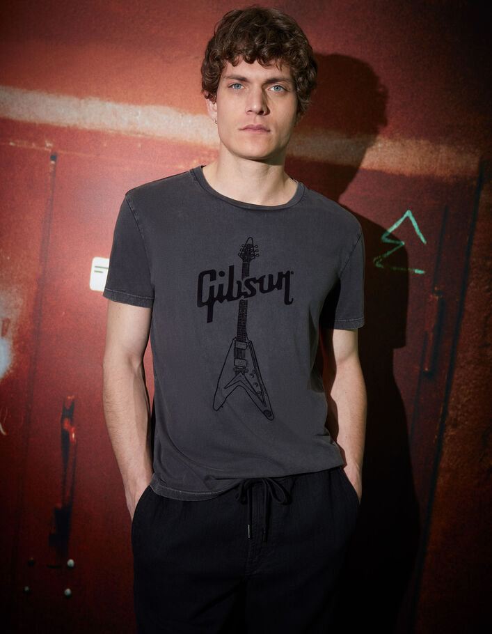 T-shirt gris visuel guitare électrique GIBSON Homme