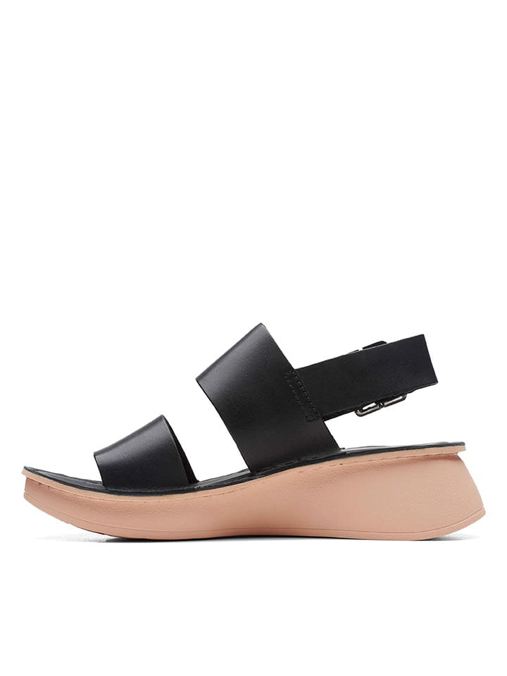 Clarks Leder-Keilsandaletten in Schwarz günstig kaufen