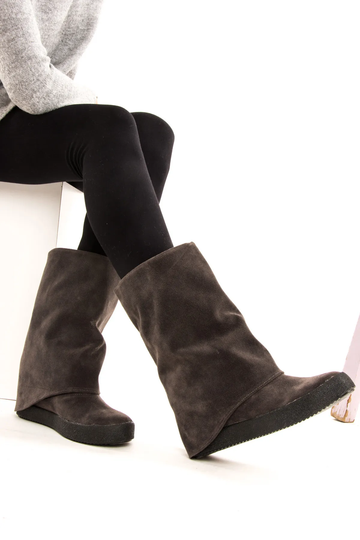 Fox Shoes  Graue Damenstiefel C437454602