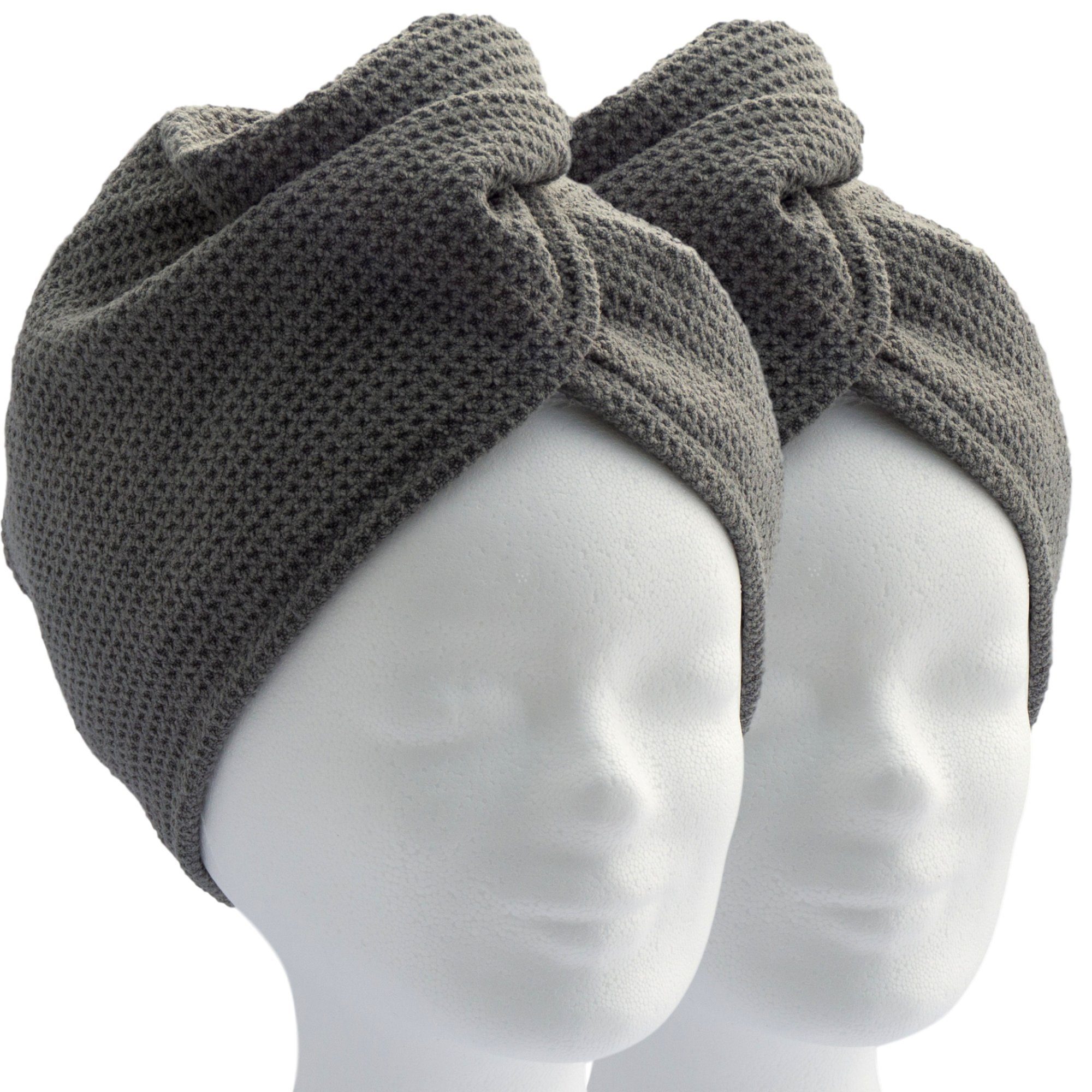 ELEXACARE Turban-Handtuch Haarturban mit Knopf, Mikrofaser (2-St), Turbanhandtuch mit Knopf und Schlaufe