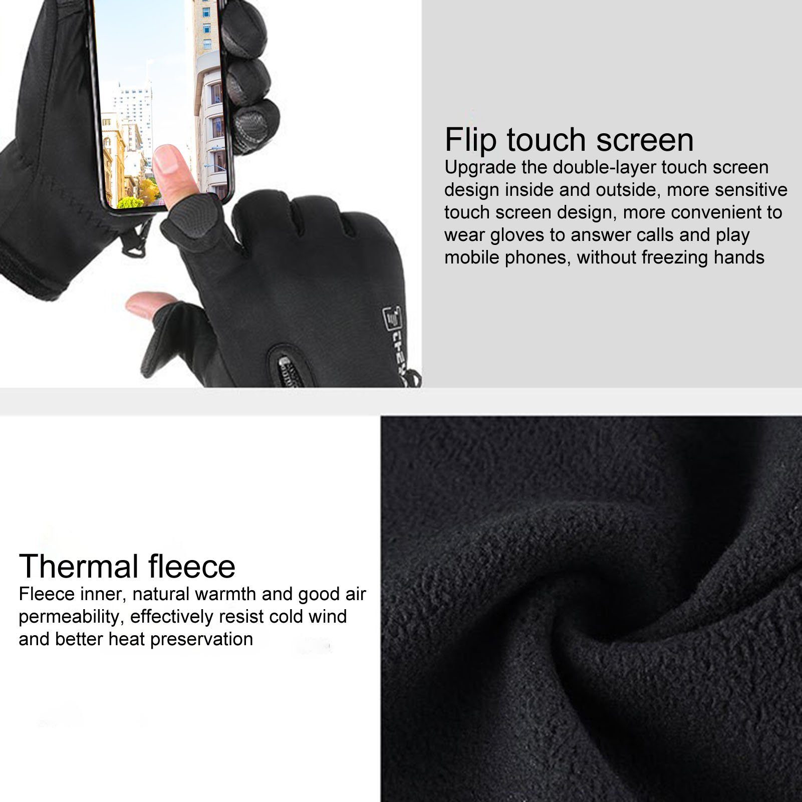 Rutaqian Angelhandschuhe USB elektrische Heizung Angler Handschuhe Thermohandschuhe (Touch Screen ZipperManschetten Fingerspitze Öffnung Fishing Gloves, Einstellbare Temperatur Winter Warme Handschuhe Sporthandschuhe) für Männer Frauen Idee für Eisfi