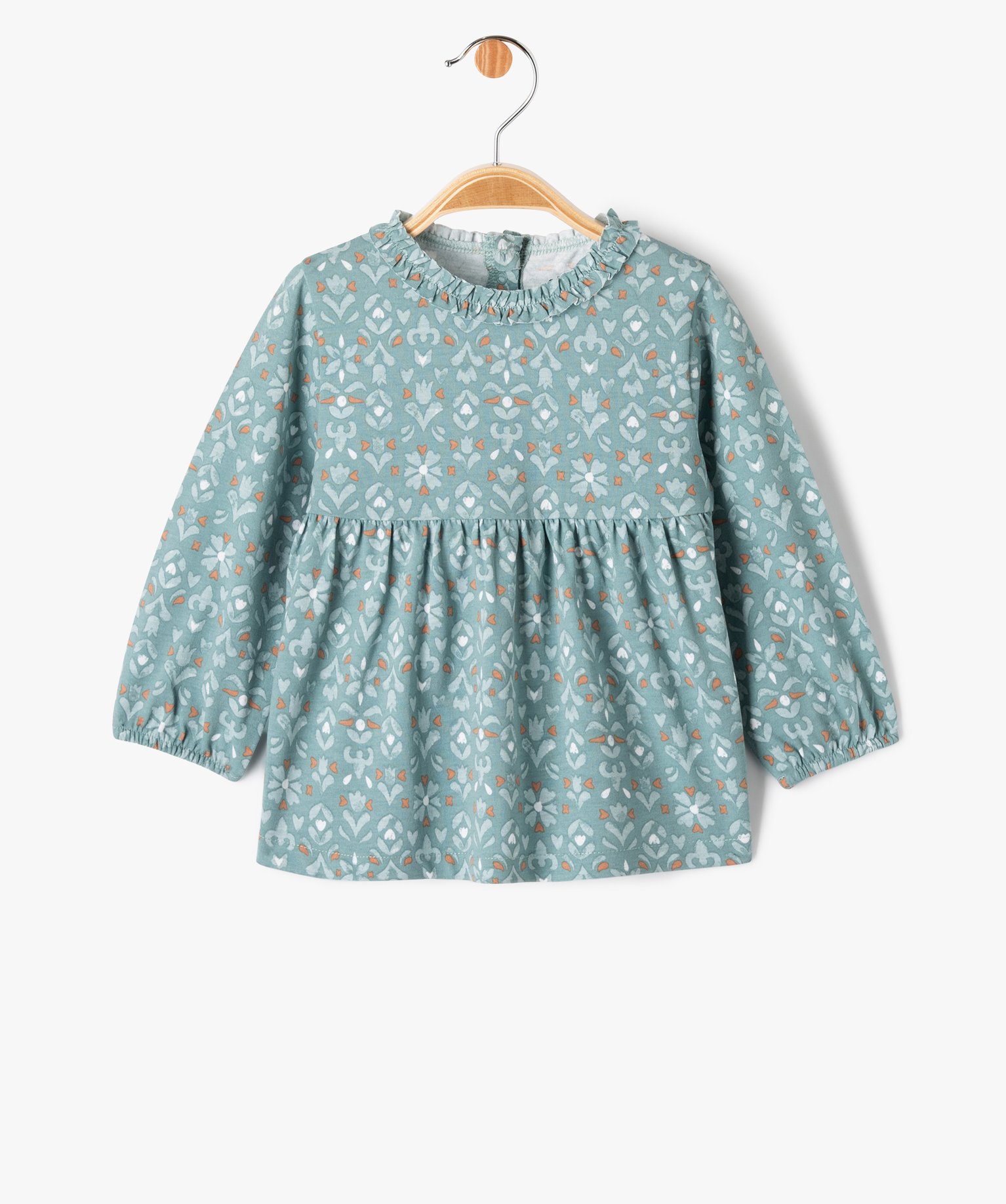 Tee-shirt manches longues ample et imprimé bébé fille bleu | GEMO