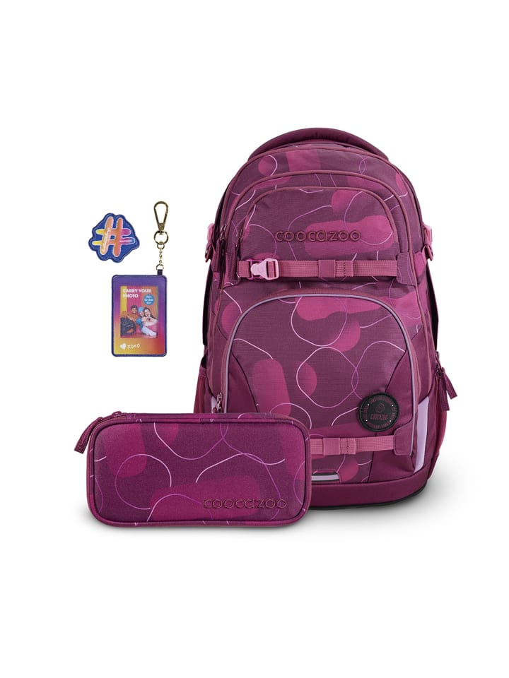 Coocazoo Schulrucksack-Set PORTER Berry Bubbles   Follow Me in Beere günstig kaufen onesize