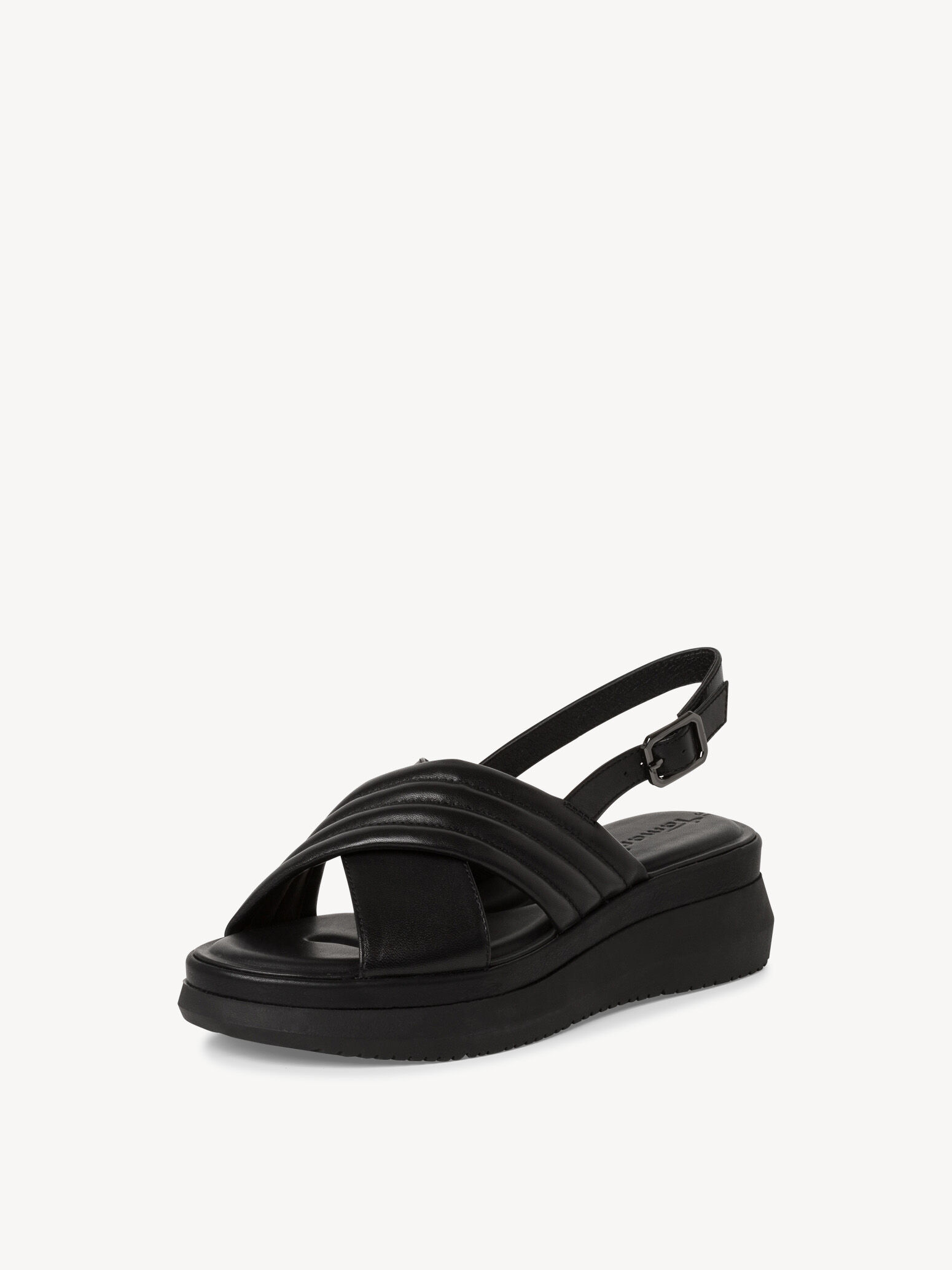 Sandale à talon en cuir - noir