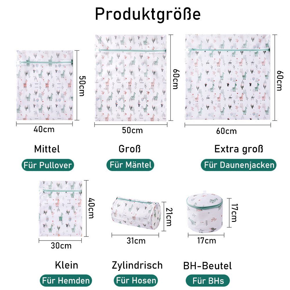 NUODWELL Wäschenetz 7 Stück Wäschebeutel, Netzreißverschluss Wäschenetz für Waschmaschine,(7-St)
