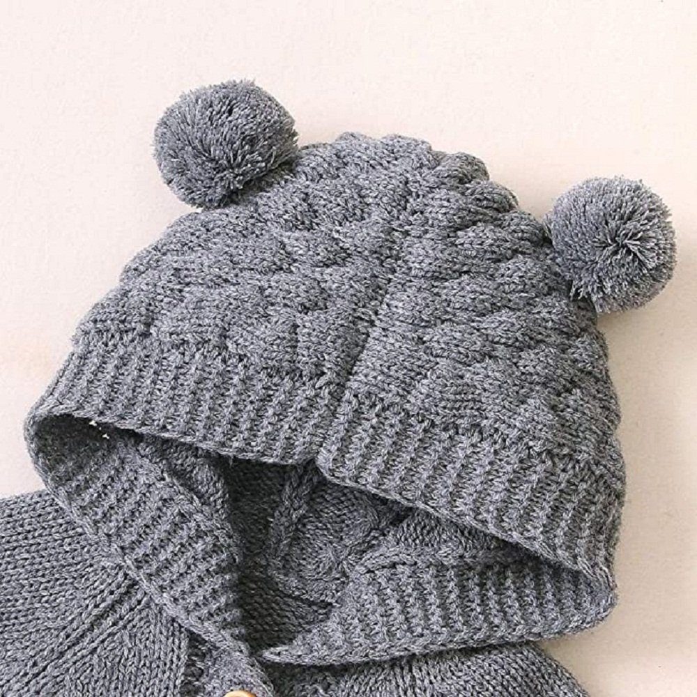 Haiaveng Strampler Warmer Kapuzenpullover für Jungen und Mädchen mit Baby Ohren