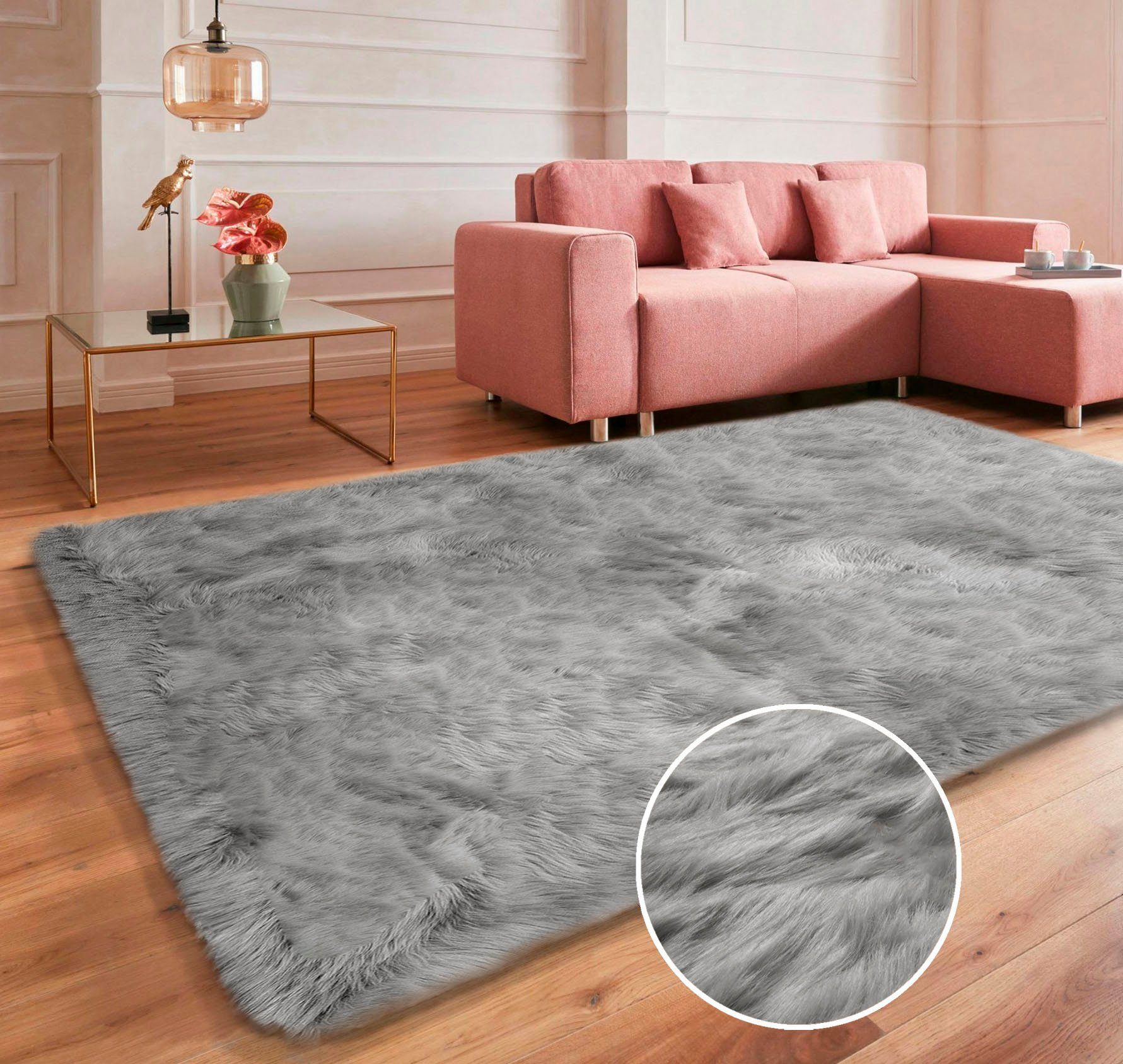 Fellteppich Triana, Guido Maria Kretschmer Home&Living, rechteckig, Höhe: 60 mm, Kunstfell, Unifarben, Teppiche für Wohnzimmer, Schlafzimmer, Esszimmer