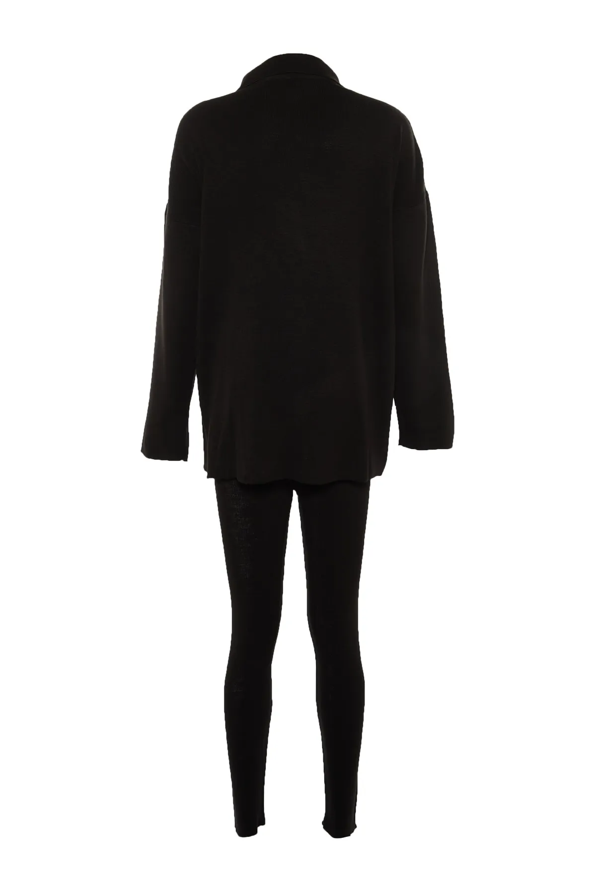 Trendyol Collection  Schwarzes Strickoberteil und -unterteil-Set mit Stehkragen und Reißverschluss THMAW23AU00011