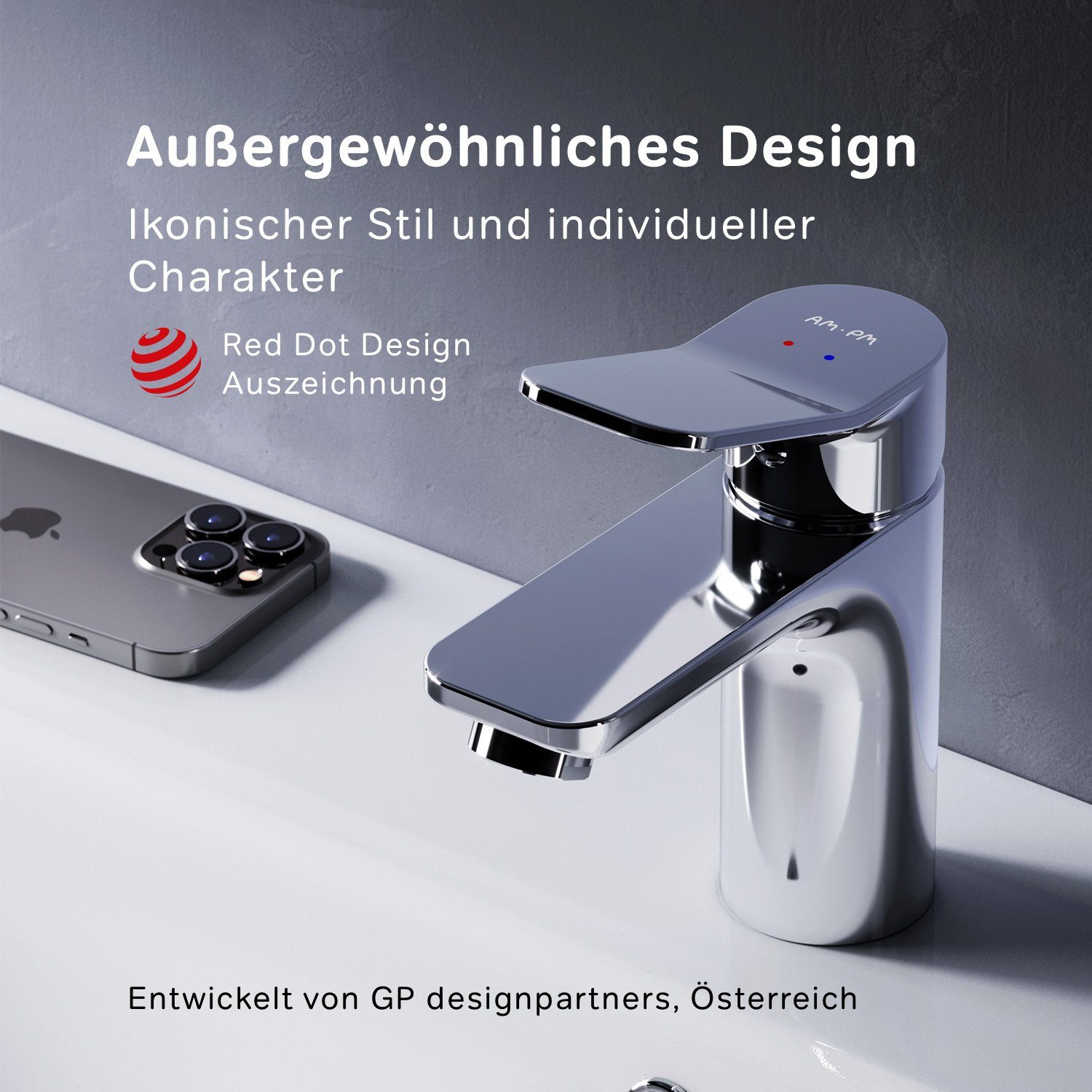 AM.PM Waschtischarmatur Waschbeckenarmatur X-Joy Waschbecken Wasserhahn Bad (mit Klick-Ablaufgarnitur, Mischbatterie) geräuscharme Kartusche, Waschtisch Mischbatterie Badezimmer Badarmatur
