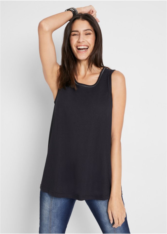 Nachhaltiges Long-Top mit Rundhals